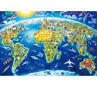 Landmarks Map 1000 Piece Jigsaw Challenging Puzzle Game for Adults Kids Decompressing Toy Holiday Party Gifts Puzzles as Home Decor