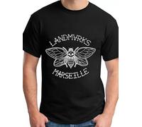 LANDMVRKS Men's Anime Graphic Marseille Moth & Text Print Bohemian Style Casual Tee T Shirt Multicolor