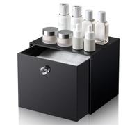 LANDNEOO Disposable Face Towel Container Box Compatible with Clean Skin Club Clean Towel XL, AcrylicTowel Storage Bin with Drawer, Makeup Organizer stackable holder, Ideal for Vanity, Bathroom, Black
