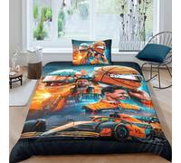 Lando Norris 3D Duvet Cover with Pillowcases Bedding Set, Quilt Cover Set with Zipper Soft Comfortable Microfiber Single(135x200cm)