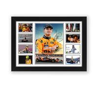 Lando Norris F1 2025 Poster - McLaren Formula One Wall Art, Car Racing Driver Signed Print, Motorsport Collectibles, British Grand Prix Memorabilia, Formula One Collage (A4 Framed)