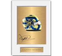 Lando Norris Racing Driver 2022 Helmet Signed Photo Display Mount A4 for Racing Fans