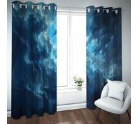 LANDOCROWN Abstract Curtain for Bedroom Living Room Ombre Blue Clouds Pattern Thermal Eyelet Curtains Modern Trendy Window Treatments 52x54 Inch 2 Panels