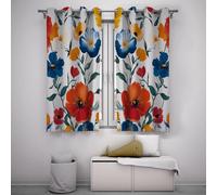 LANDOCROWN Boho Floral Window Treatment Exquisite Wildflowers Pattern Blackout Curtains Farmhouse Vintage Rustic Thermal Insulated Curtain 42x63 Inch 2 Panels