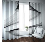 LANDOCROWN Grey and White Blackout Curtains 2 Panels Ombre Abstract Stripe Line Patterned Drapes for Living Room Bedroom Window Treatment 90x90 Inch 2 Panels