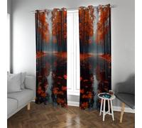 LANDOCROWN Maple Leaves Curtain Autumn Mystic Foggy Thermal Insulation Drapes Privacy Policy Windproof Blackout Curtains for Home Decor 52x54 Inch 2 Panels