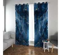 LANDOCROWN Navy Blue Curtains Abstract Waterfall Pattern Blackout Curtain for Bedroom Kitchen Decor Modern Stylish Window Treatments 80x84 Inch 2 Panels
