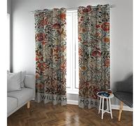 LANDOCROWN Thermal Curtains 2 Panels Set Retro Red Flower William Morris Rustic Window Darkening Curtain Insulated Window Treatment 34x45 Inch 2 Panels