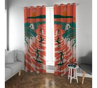 LANDOCROWN Tropical Beach Style Blackout Curtains Surfing Sunset Prints Sun Protection Drapes Ocean Wave Grommet Curtain for Bedroom Decor 52x84 Inch 2 Panels