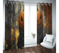 LANDOCROWN Vintage Shabby Chic Rainy Scene Curtain Creepy Halloween Aesthetic Thermal Insulated Energy Efficient Window Treatment for Home 42x54 Inch 2 Panels