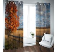 LANDOCROWN Wheat Field Curtains Autumn Farmland Wheat Grain Harvest Season Blackout Curtain Thermal Insulated Balance Temperature Drapes 52x63 Inch 2 Panels