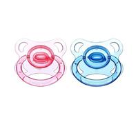 Landofgenie Bigshield Big Size Adult Pacifier Set of Transparent Moon Model 2 Pack - Blue-Pink