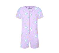 Landofgenie Mens Onesie Pajama Short Sleeve Romper for Men Print One Piece Bodysuit Astronaut Bunny Purple XL