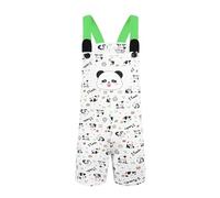 Landofgenie Men's Panda Jumpsuit with Adjustable Braces Short Cotton Romper, White M