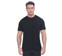 Landofgenie Men's Postoperative Shoulder Sports Shirt - Functional Garment with Snap Closures for Chemotherapy, Operations and Rehabilitation, Black/White, M