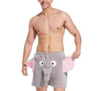 Landofgenie Men's Pyjama Bottoms, Cartoon Pyjama Bottoms, Leisure Trousers, Lounge Trousers, Not Inverted Velvet Shorts for Men, Elephant Grey, S