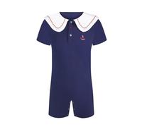 Landofgenie Men's Short Sleeve Sailor Collar Onesie Pyjamas Bodysuit One Piece Rompers Botton Crotch Top Shirt Pyjamas, dark blue, XL Plus