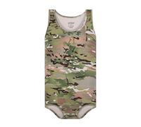 Landofgenie Mens Sleeveless Onesie Camouflage Vest Bodysuit Button Crotch Jumpsuit One Piece Pajamas for Adult - Camo Green XL