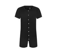 Landofgenie Short Sleeve Bodysuit One Piece Pajamas Basic Onesie Adult Button Crotch Romper for Men, Black 2XL
