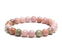 Landorilo Handmade 8mm Natural Crystal Beaded Bracelet with Healing Gemstones for Women Men, Yoga Meditation Energy Bracelets, Valentine's Day, Christmas, Birthday Gift (Multiple Pink Agate)