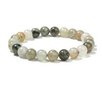 Landorilo Handmade 8mm Natural Crystal Beaded Bracelet with Healing Gemstones for Women Men, Yoga Meditation Energy Bracelets, Valentine's Day, Christmas, Birthday Gift (Green Specter)