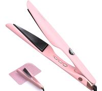 LANDOT 2-in-1 Hair Straightener and Curler for Women, Adjustable Temperature for Sleek Straight Hair, Voluminous Curls & Natural Waves, Dual Voltage with UK Plug