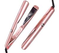 LANDOT 2-in-1 Hair Straightener & Curling Iron - Create Salon Waves, Curls & Straight Styles at Home | Floating Plates, Anti-Frizz & Tangle-Free | Dual Voltage, Temp 250-450°F for All Hair Types