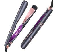 LANDOT 2-in-1 Hair Straighteners and Curler with Twisted Plates for Effortless Curls, Ceramic Ionic, Adjustable Temp 120-230°C, Dual Voltage for Travel
