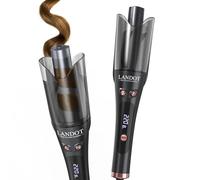 LANDOT Automatic Rotating Hair Curler, 2-Way Curling Wand with Anti-Scald Guard & Tangle-Free Technology, 8 Heat Settings & Dual Voltage for Salon Curls at Home, Ideal for Beginners - Classic Black