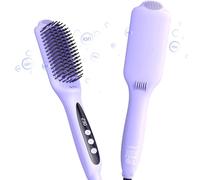 LANDOT Heated Hair Straighteners Brush - Negative Ion Hot Flat Iron Brush Straightener for Smooth & Frizz-Free Results - Ceramic Straightening Brush 12 Temp Settings 120-230C for All Hair Types
