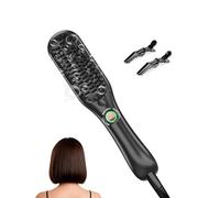 LANDOT Mini Hair Straightener Brush, Compact Heated Brush Dual Voltage