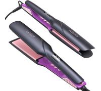 LANDOT Wide Hair Straighteners, Flat Iron Faster Styling Thick Coarse Hair | Ceramic Ionic Floating Plates, Sleek Smooth & Frizz-Free, 25s Fast Heat Up, Dual Voltage, 12 Temp 120-230C for All Hair Types