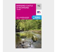 Landranger 92 Barnard Castle And Surrounding Area Map With Digital Version - Pink, Pink One Size