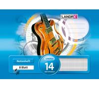 Landre 100050467 Note Book/Music Book A5 Landscape 8 Sheets Line Style 14 80 g/m² with Guidelines Fine Wood Paper Pack of 25 Music Notebook, A5 Horizontal, 8 Pages, Ruling 14 with Guidelines 0