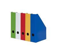 LANDRE Magazine File A4 Made of Sturdy Cardboard, 7 cm Wide, 5 Colours, Pack of 5