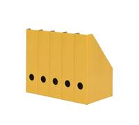 LANDRE Magazine File A4 Sturdy Cardboard 7 cm Wide Yellow Pack of 5
