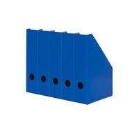 LANDRE Magazine File A4 Sturdy Cardboard 7cm Wide Blue Pack of 5