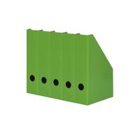 LANDRE Magazine File A4 Sturdy Cardboard 7cm Wide Green Pack of 5