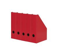 LANDRE Magazine File A4 Sturdy Cardboard 7cm Wide Red Pack of 5