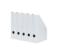 Landré Magazine File Set - Pack of 5 Lightweight White Cardboard Organisers, 7 cm Width, Flatpacked, Fits A4 Documents