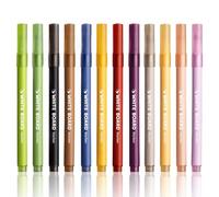 LandReCol 12 Glass Marker Set, Glass Markers for Drinking Glasses and Glass Marking, Glass Paint Pens Dishwasher Safe and Water Soluble, Ideal for Parties, Festivals and Gifts, 12 Colours