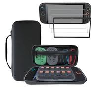 LandReCol Switch 2 Tragetasche Set - Hartschalen-Case mit 2X Schutzglas & Montagerahmen, Aufbewahrungstasche für Konsole, Joy-Cons & Zubehör - Komplettschutz Reiseetui mit Spiele-Slots