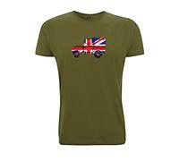 Landrover Series 1 Men's T-Shirt Union Jack Best of British Off Road Defender (X Large, Army Green)