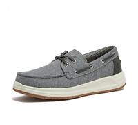 Lands' End Canvas Boat Shoes Men, Deck Shoes Mens Boat Shoes Slip Ons - Navy Blue, Tan Brown or Grey Mens Casual Shoes, Size 8-13, Light Graphite, 15