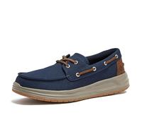 Lands' End Canvas Boat Shoes Men, Deck Shoes Mens Boat Shoes Slip Ons - Navy Blue, Tan Brown or Grey Mens Casual Shoes, Size 8-13, Classic Navy, 15