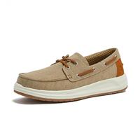 Lands' End Canvas Boat Shoes Men, Deck Shoes Mens Boat Shoes Slip Ons - Navy Blue, Tan Brown or Grey Mens Casual Shoes, Size 8-13, Desert Tan, 15
