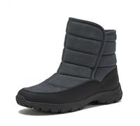 Lands' End Expedition Quilted Slip On Mens Snow Boots Insulated Winter Boots for Men Waterproof with Hook & Loop Closure, Medium or Wide Width Winter Shoes Size 8 to 13, Dark Grey, 8 UK