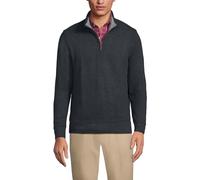 Lands' End - Men’s Bedford Black Half Zip Jumper - Size XL - Brushed Rib Knit - Tall Fit - Soft Cotton Blend - with Leather Tab - Ribbed Cuffs & Waist - Men's Clothing, Winter Jumpers
