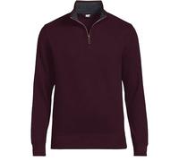 Lands' End - Men’s Bedford Half Zip Jumper - Brushed Rib Knit - Soft Cotton Blend - with Leather Tab - Ribbed Cuffs & Waist - Men's Clothing