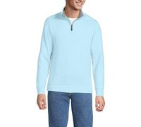 Lands' End - Men’s Bedford Light Blue Sky Quarter Zip Jumper, L Size - Brushed Rib Knit Cotton Blend - Traditional Fit - Men's Jumper with Leather Tab - Ribbed Cuffs & Waist - Easy-Care